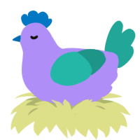 Circuit, a lilac and turquoise chicken