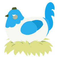 Skye, a white and sky chicken with a head pattern