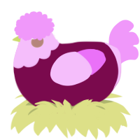 Caroline, a wine and lavender chicken with a head pattern