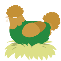 A viridian and gold chicken with a head pattern