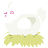 Arcane, a white chicken with a head pattern