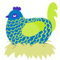 Kepler, a sapphire and lime chicken with a lace pattern