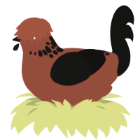 Leal, a russet and black chicken with a neck-speckle pattern