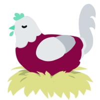 A maroon and mist chicken with a head pattern