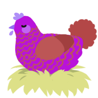 oh god, a amethyst and red chicken with a lace pattern