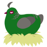 Green Bean, a leaf and grey chicken with a neck-band pattern