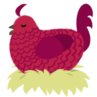 A crimson and maroon chicken with a lace pattern