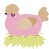 Crystallophobia, a pink and beige chicken with a lace pattern