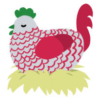 A mist and crimson chicken with a lace pattern