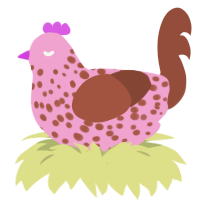 Dysmorphophobia, a pink and russet chicken with a speckle pattern