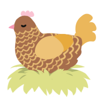 Mini Goldie, a brown and honey chicken with a lace pattern