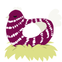 CandiKane, a wine and white chicken with a bar pattern