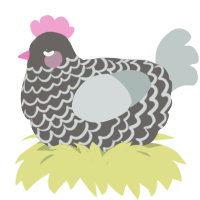 A grey and silver chicken with a lace pattern