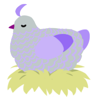 Frosting, a silver and lilac chicken with a lace pattern
