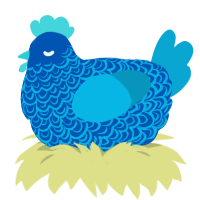 (unnamed), a ultramarine and cerulean chicken with a double-lace pattern