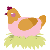 Painted, a rose and orange chicken with a head pattern