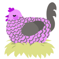 A lavender and grey chicken with a lace pattern