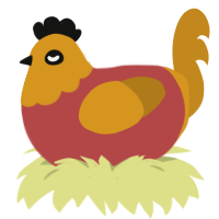 George, a red and ochre chicken with a head pattern
