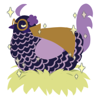 A navy and lilac chicken with a lace pattern