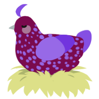 (unnamed), a wine and blurple chicken with a speckle pattern