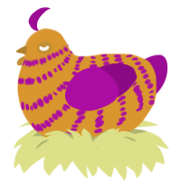 Ward Eight - BCD, a orange and plum chicken with a bar pattern