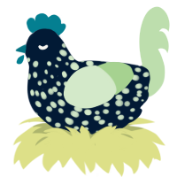 A tumblr and gluppy chicken with a speckle pattern