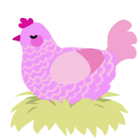 A lavender and pink chicken with a lace pattern
