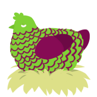 Grapes, a grass and wine chicken with a lace pattern