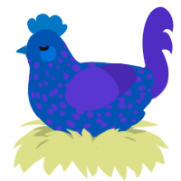(unnamed), a ultramarine and indigo chicken with a speckle pattern