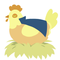 A beige and lemon chicken with a head pattern