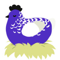 A indigo and white chicken with a half-lace pattern
