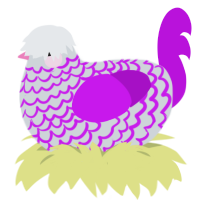 A mist and amethyst chicken with a lace pattern