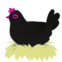 A sable and black chicken with a neck-band pattern