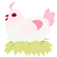 Cherry bloom, a white and rose chicken with a head pattern