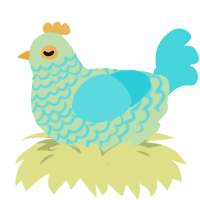 Hinewai, a gluppy and aqua chicken with a lace pattern