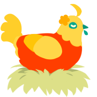 Lucas, a vermilion and honey chicken with a head pattern