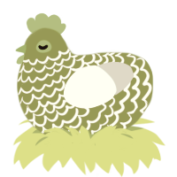 A chartreuse and silver chicken with a lace pattern
