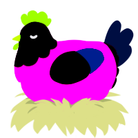 A viridian and cream chicken with a head pattern