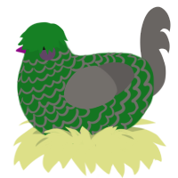 A leaf and grey chicken with a lace pattern