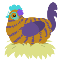 Hole, a ochre and overcast chicken with a bar pattern