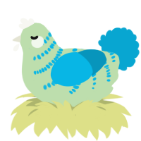 SO CLOSE, a gluppy and cerulean chicken with a half-bar pattern