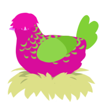 Dragonfruit, a fuchsia and grass chicken with a half-lace pattern