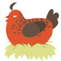 (unnamed), a vermilion and bark chicken with a half-lace pattern