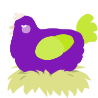 Mark, a violet and lime chicken