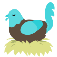 Squidward Tentacles, a bark and aqua chicken with a head pattern