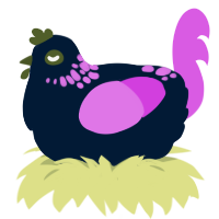 A tumblr and orchid chicken with a neck-speckle pattern
