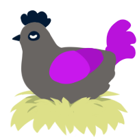 Bl0rb3rry S0da, a grey and amethyst chicken