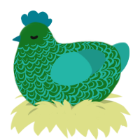 A leaf and turquoise chicken with a double-lace pattern