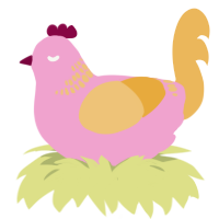 A pink and honey chicken with a neck-band pattern