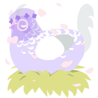 A lilac and silver chicken with a half-lace pattern